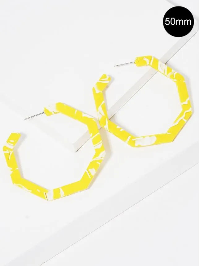 50mm Octagon Shaped Cellulose Acetate Hoop Earrings