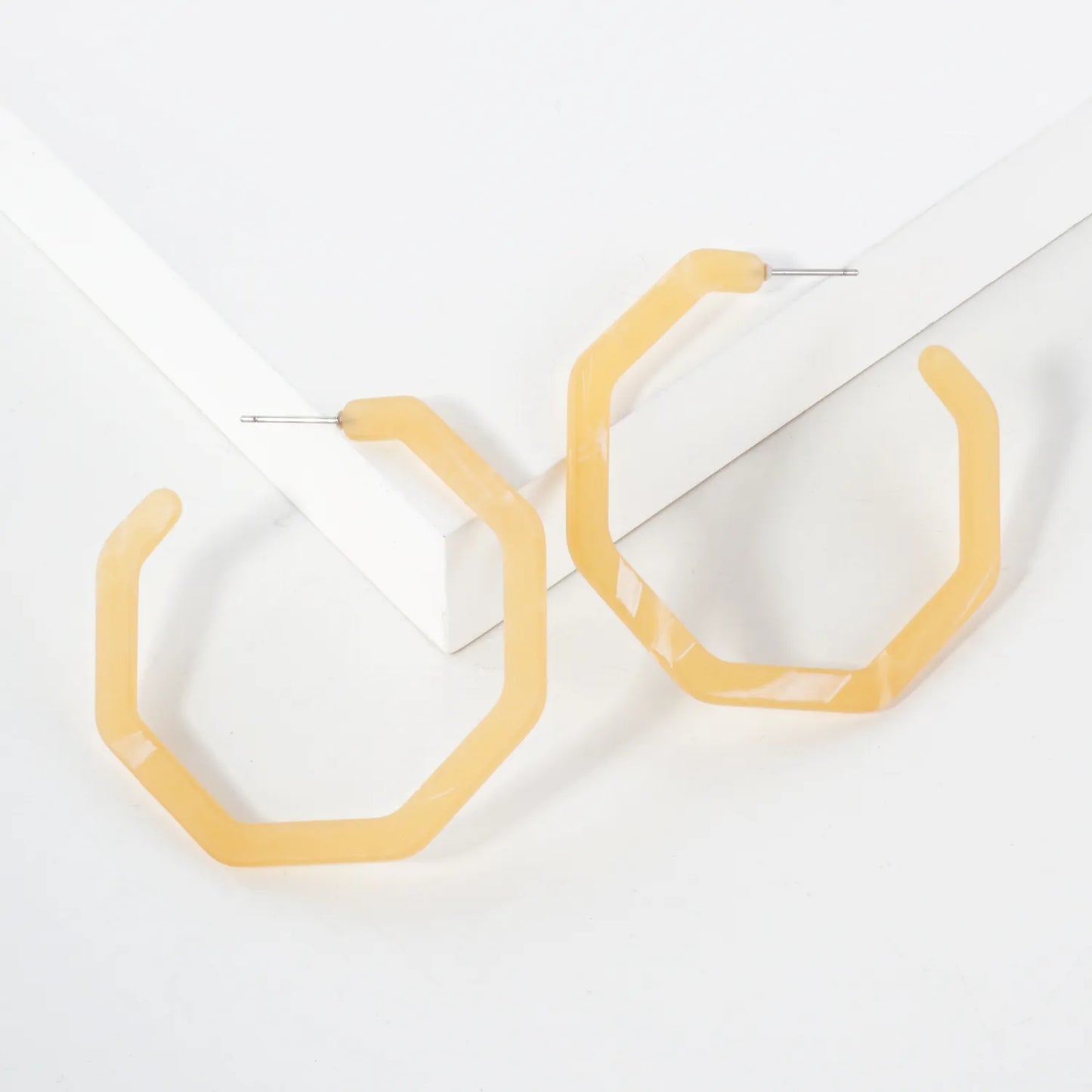 50mm Octagon Shaped Resin Open Hoop Earrings