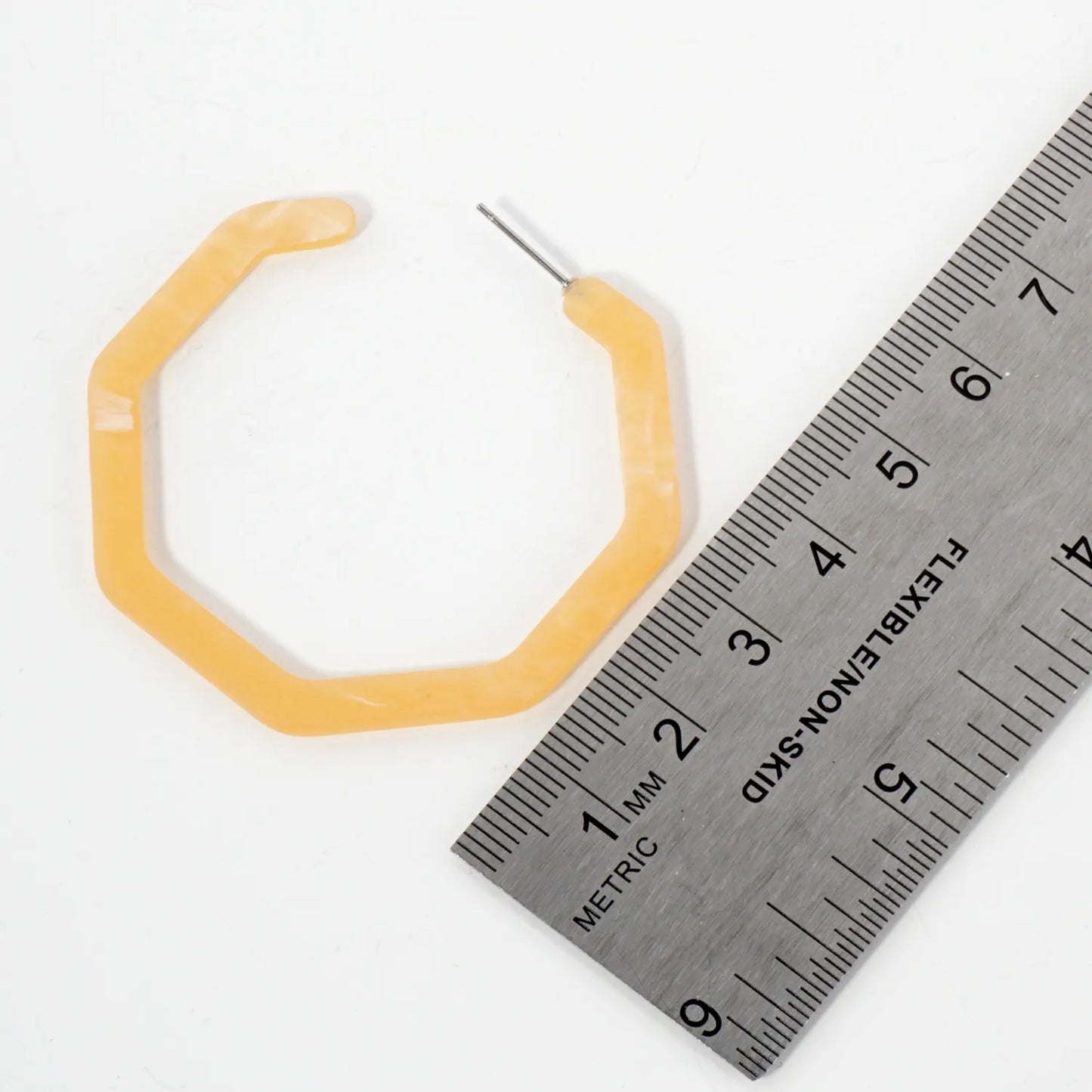 50mm Octagon Shaped Resin Open Hoop Earrings