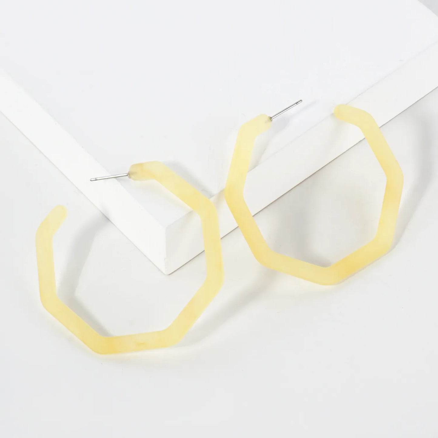 50mm Octagon Shaped Resin Open Hoop Earrings