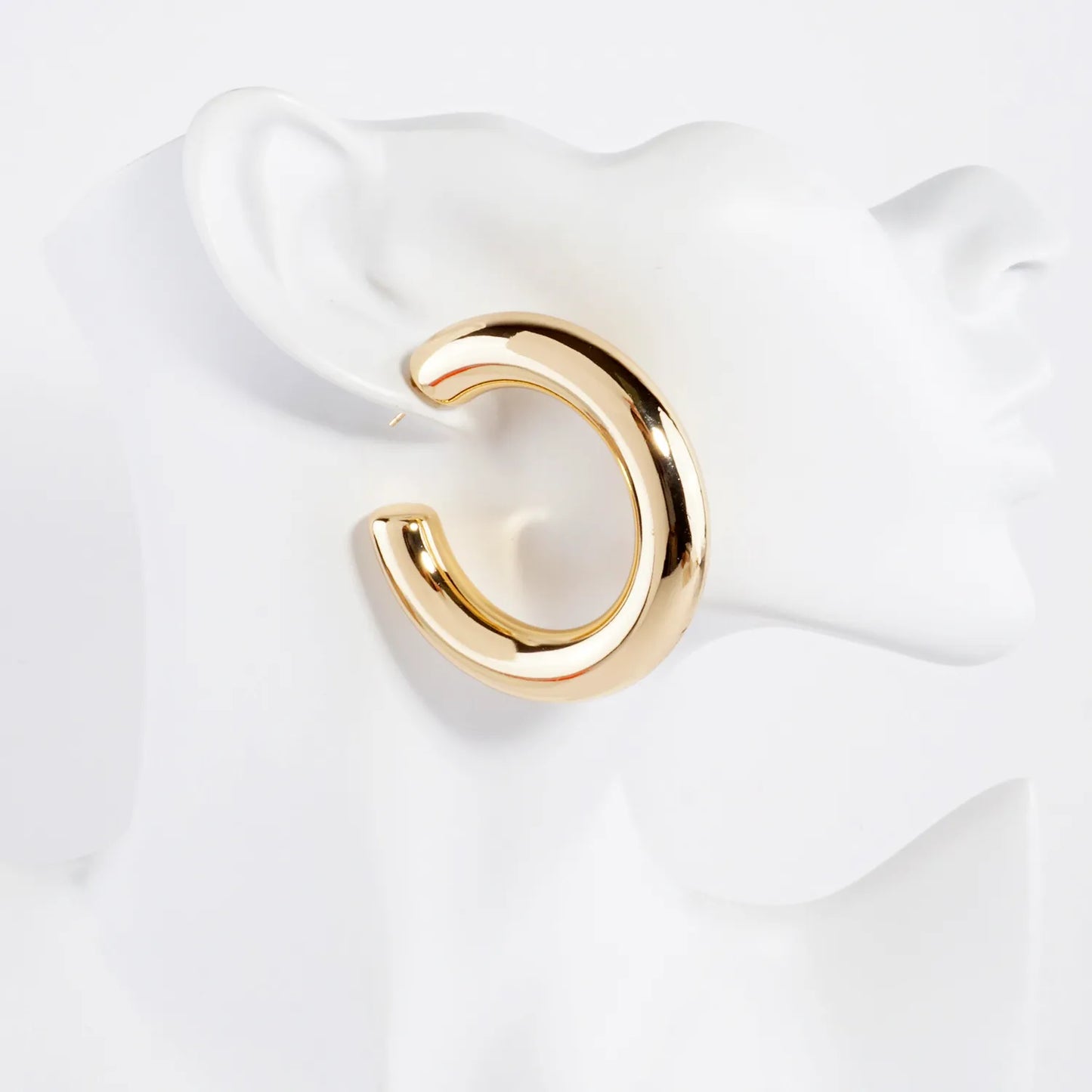 50mm Polished Hollow 14K-Gold-Dipped Brass Hoop Earrings