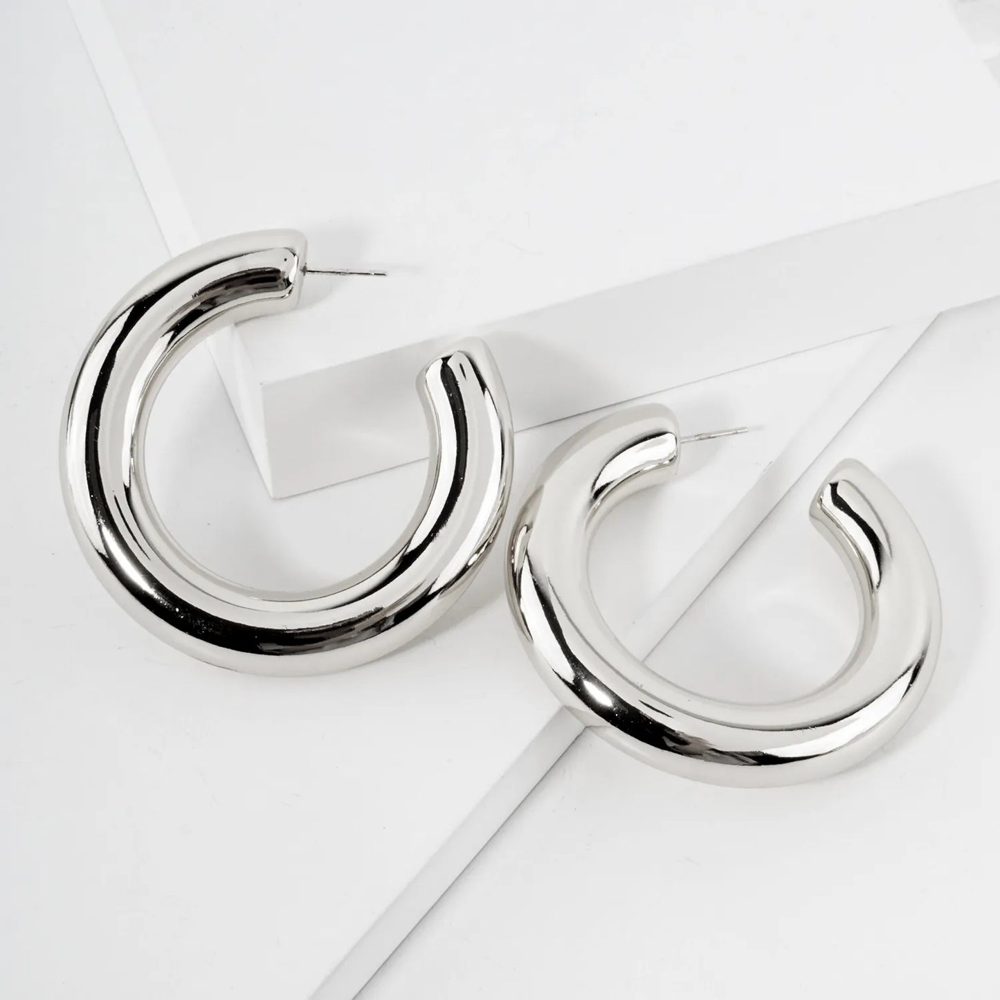 50mm Polished Hollow 14K-Gold-Dipped Brass Hoop Earrings