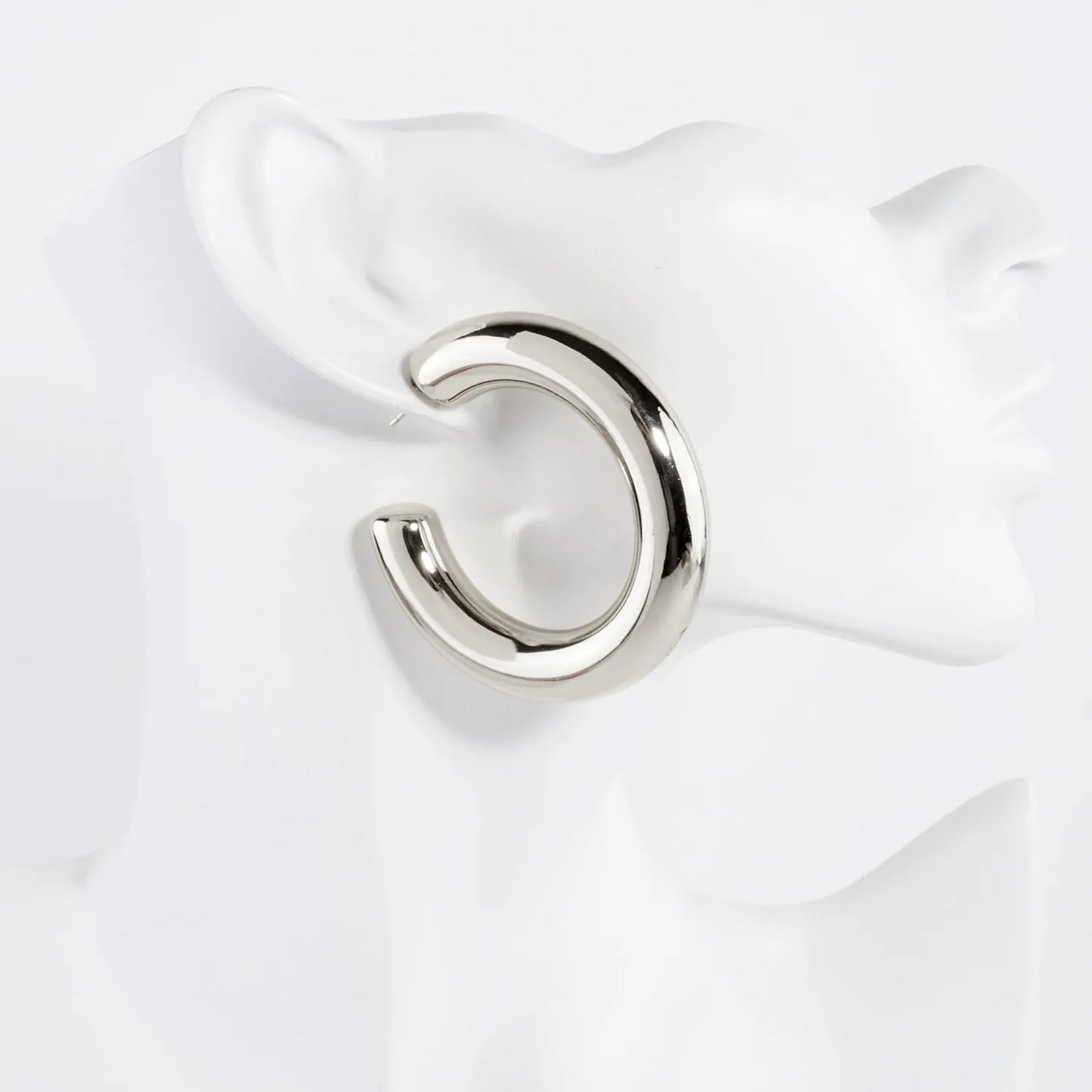 50mm Polished Hollow 14K-Gold-Dipped Brass Hoop Earrings