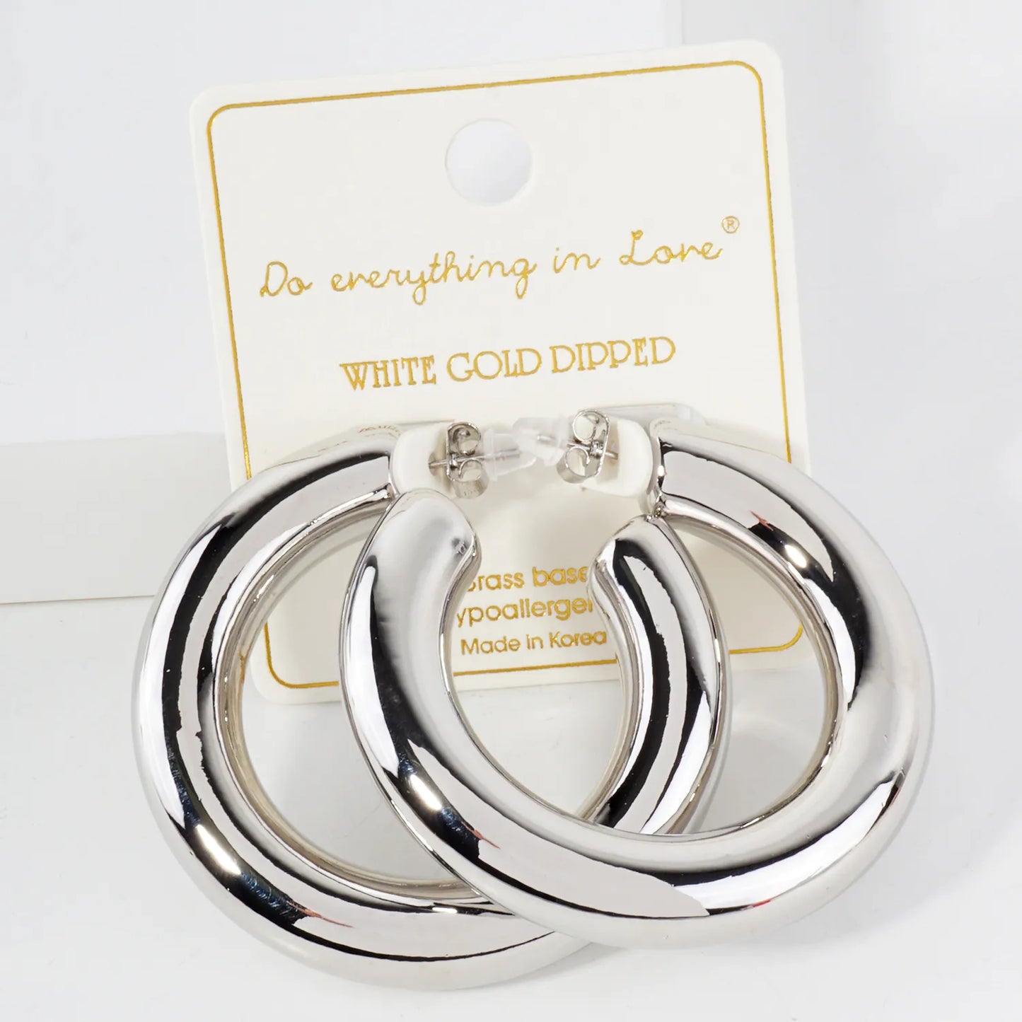 50mm Polished Hollow 14K-Gold-Dipped Brass Hoop Earrings