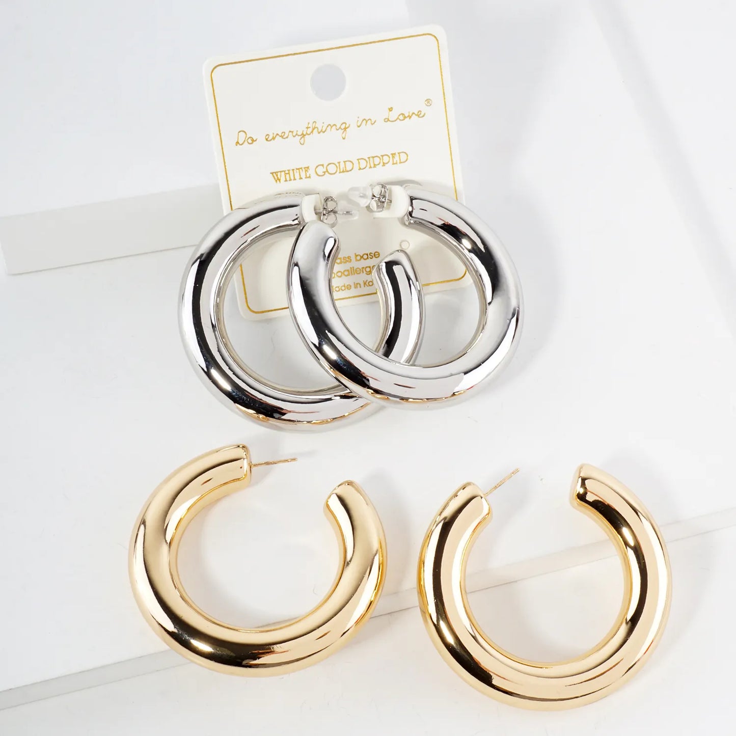50mm Polished Hollow 14K-Gold-Dipped Brass Hoop Earrings