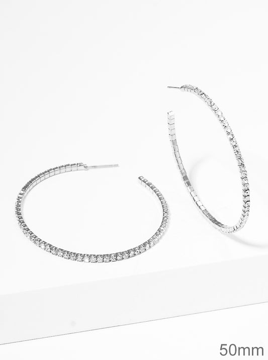 50mm Rhinestone Hoop Earrings