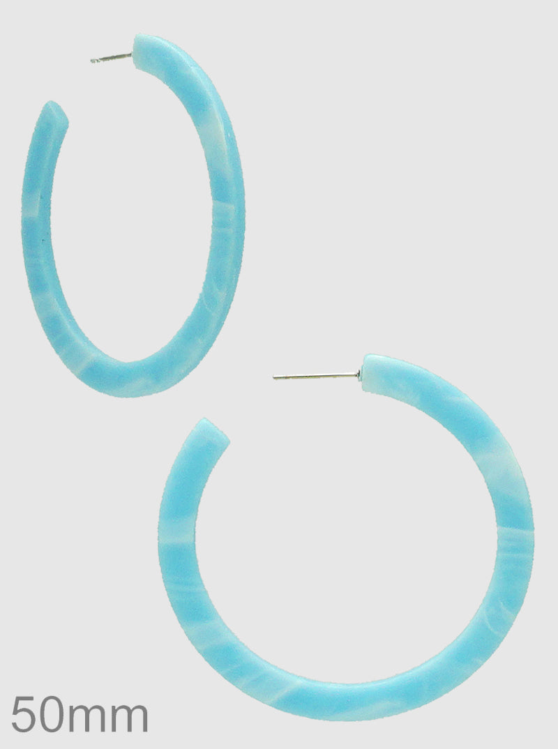 50mm Round Shaped Resin Hoop Earrings
