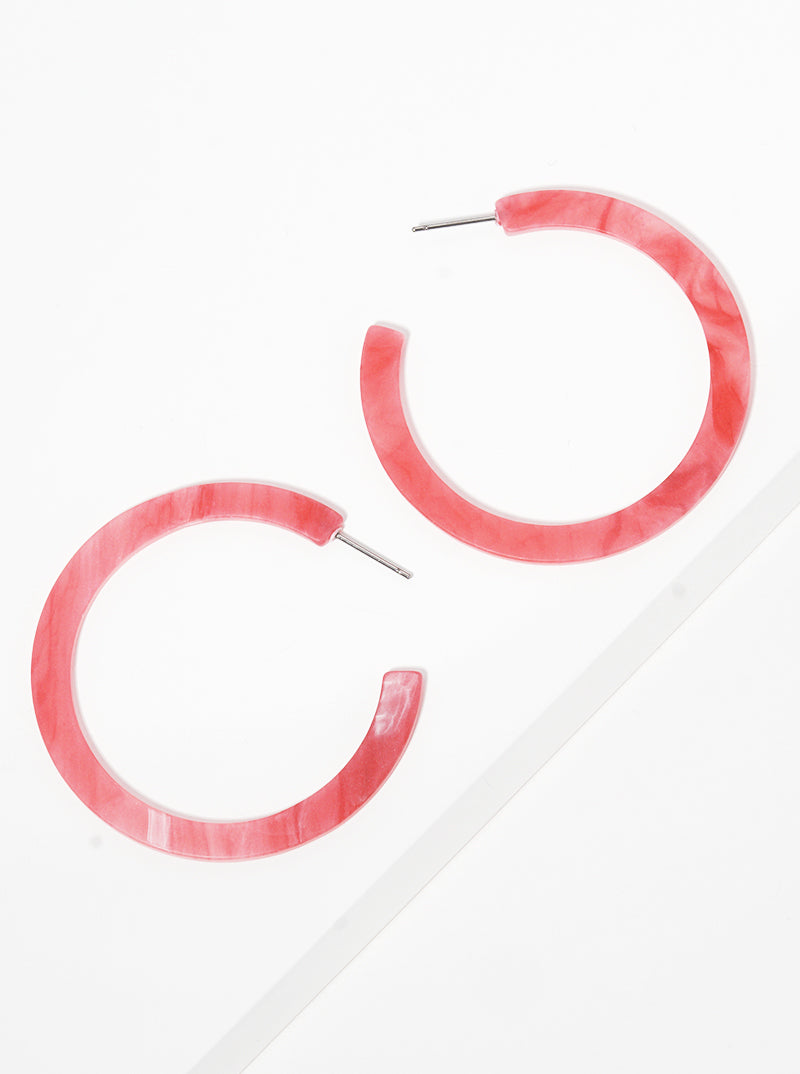50mm Round Shaped Resin Hoop Earrings