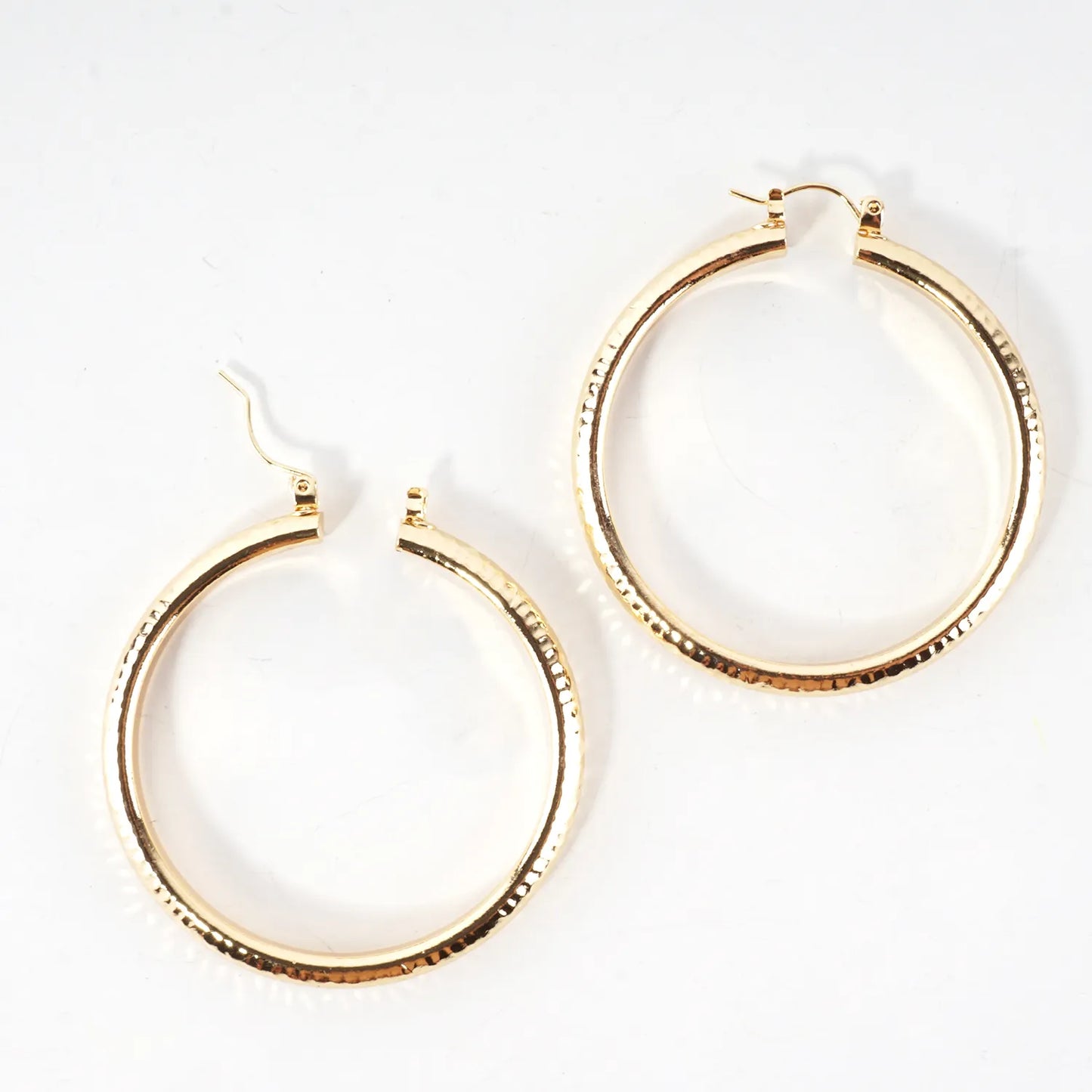 50mm Shiny Hammered Aluminum Hoop Earrings
