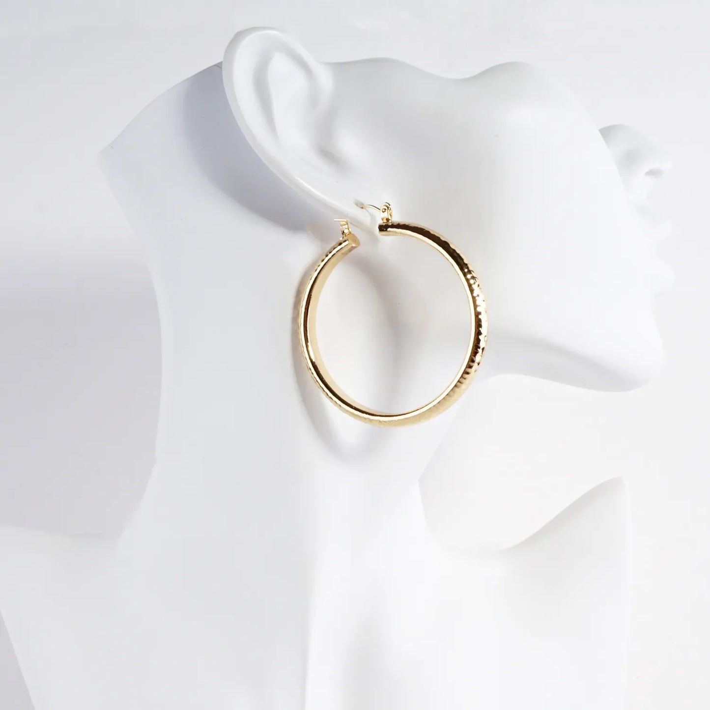 50mm Shiny Hammered Aluminum Hoop Earrings