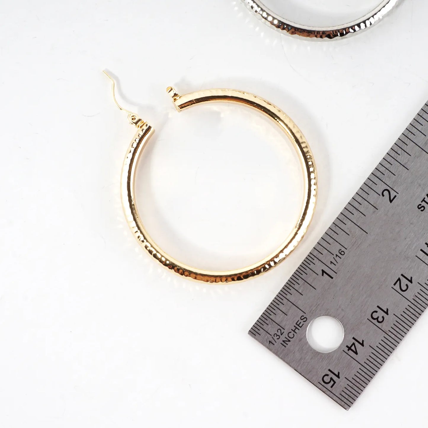 50mm Shiny Hammered Aluminum Hoop Earrings