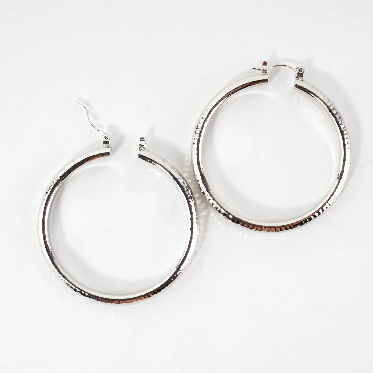 50mm Shiny Hammered Aluminum Hoop Earrings