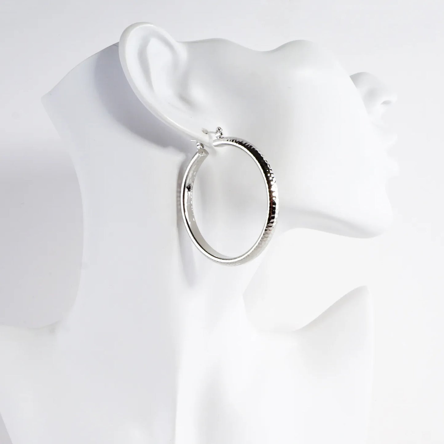 50mm Shiny Hammered Aluminum Hoop Earrings