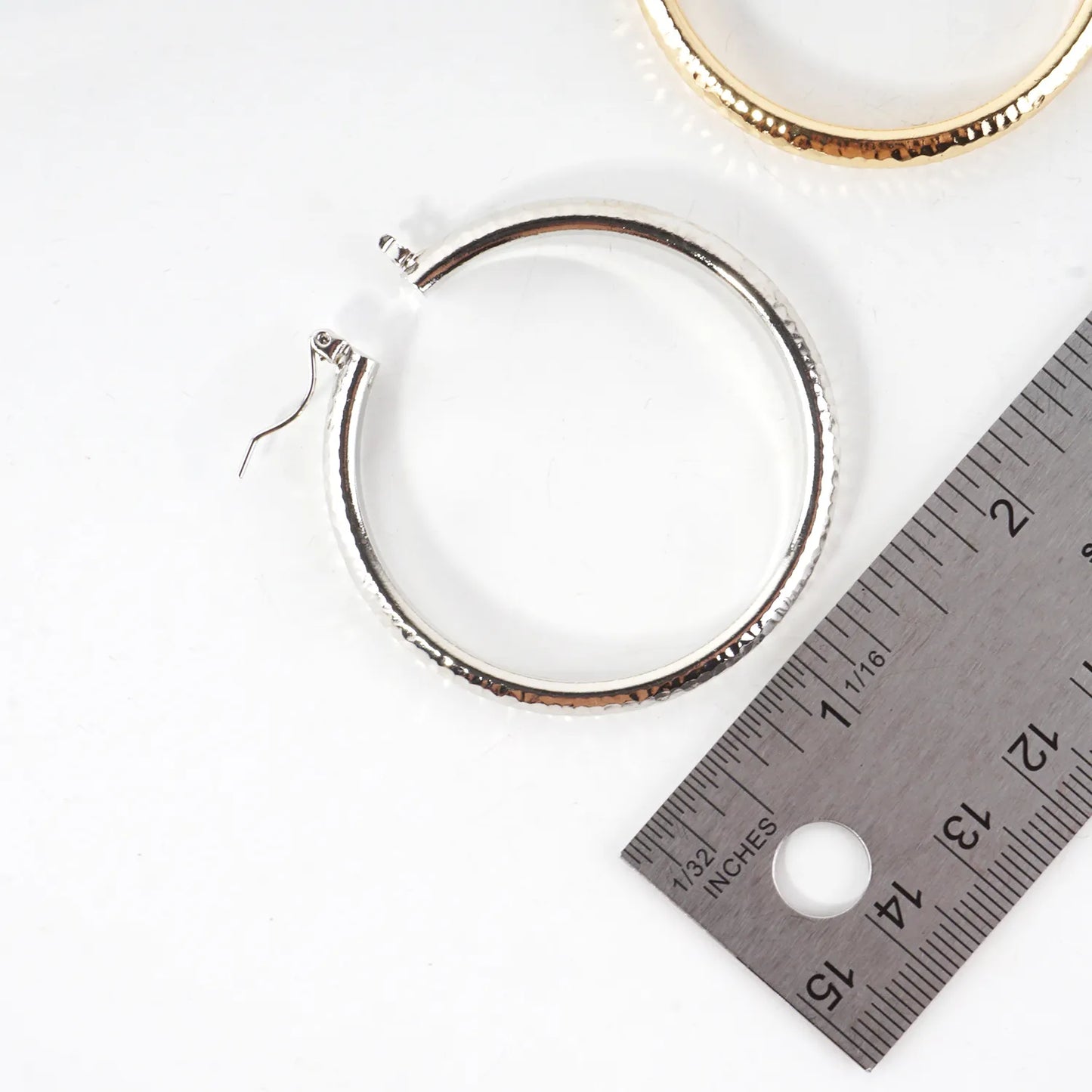 50mm Shiny Hammered Aluminum Hoop Earrings