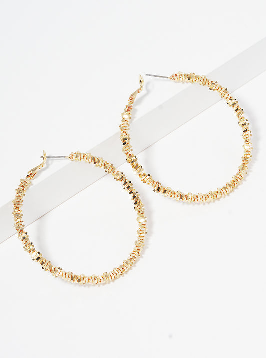 50mm Textured Brass Hoop Earrings