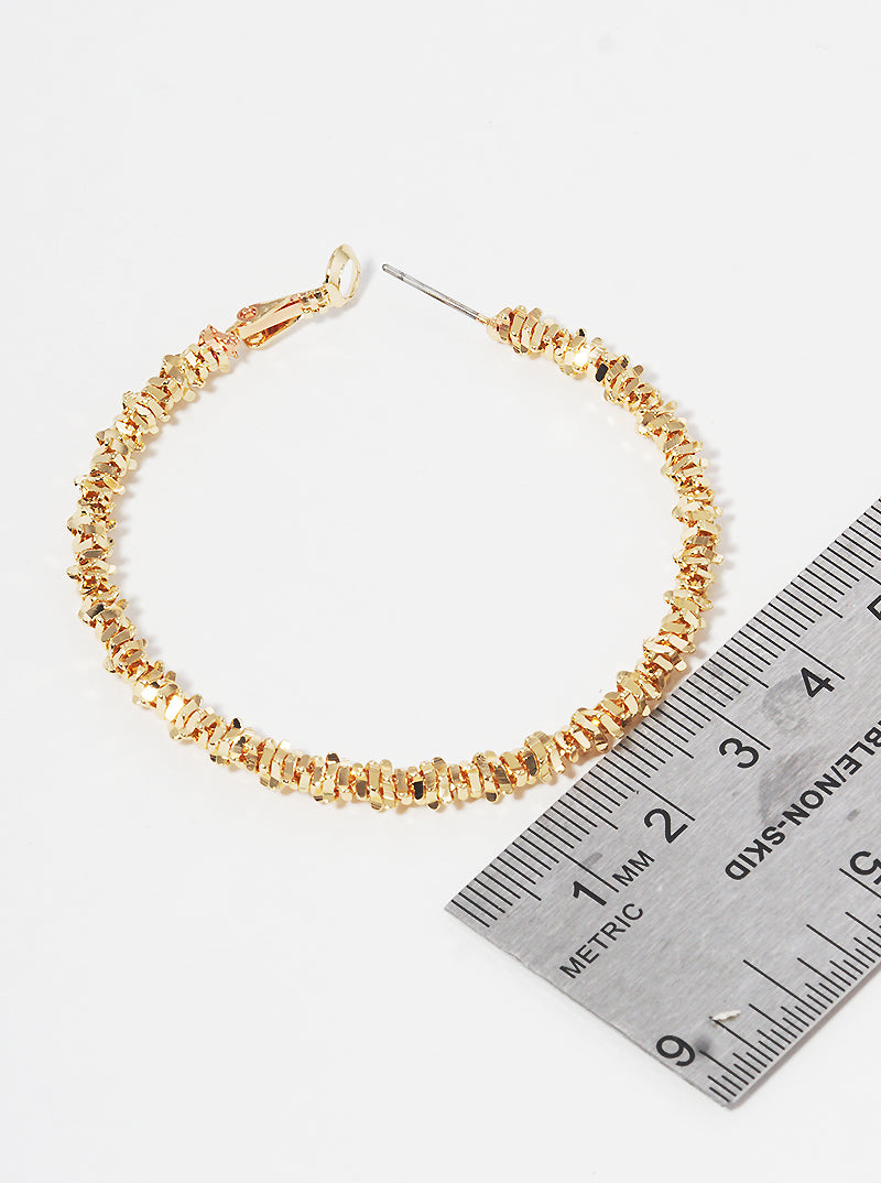 50mm Textured Brass Hoop Earrings