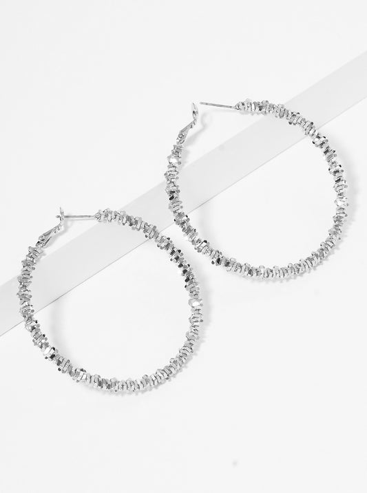 50mm Textured Brass Hoop Earrings