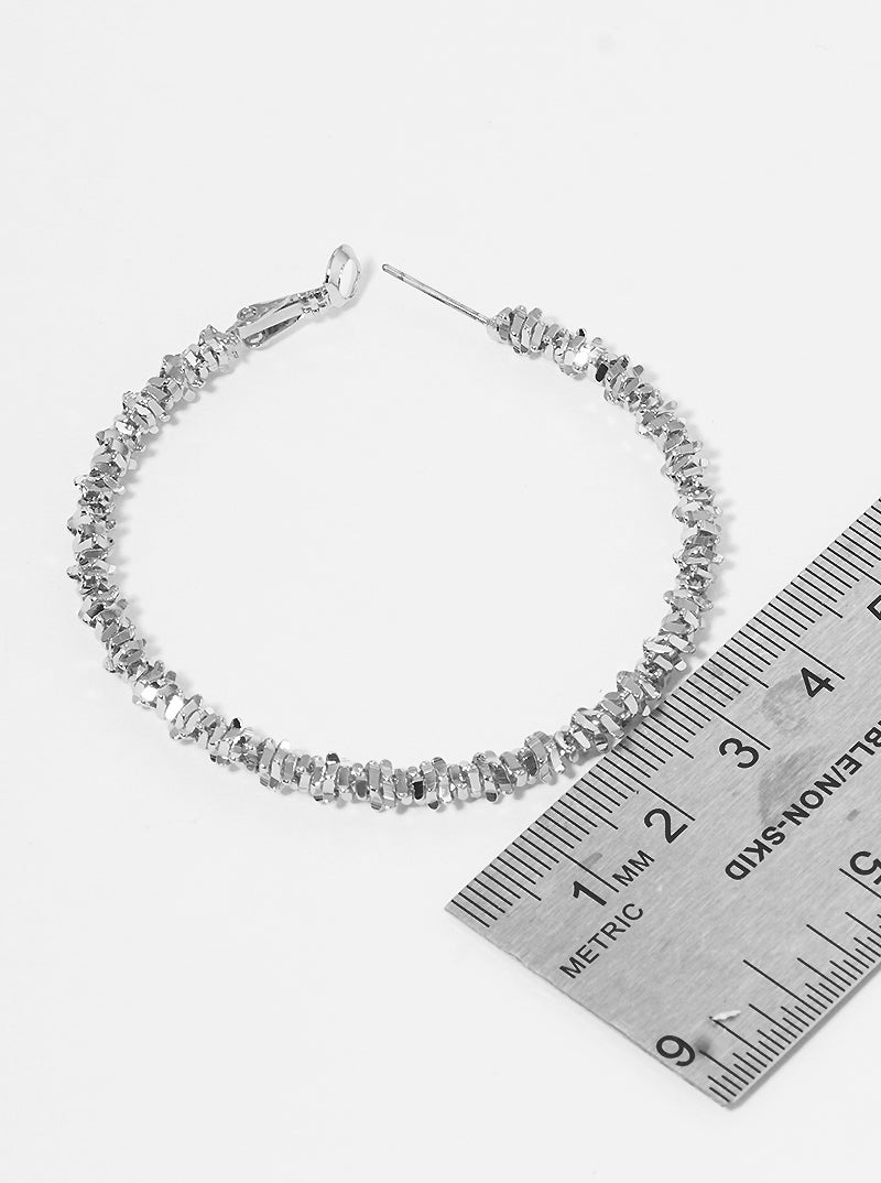 50mm Textured Brass Hoop Earrings