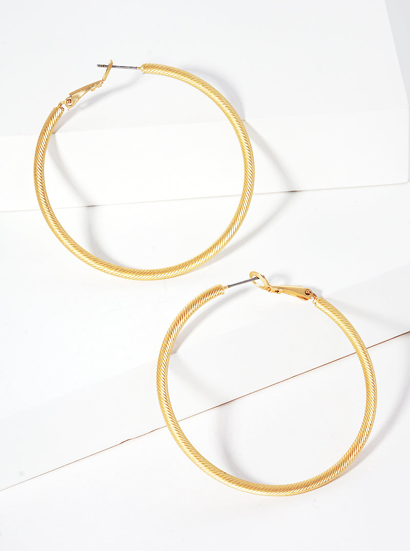 50mm Textured Metal Hoop Earrings