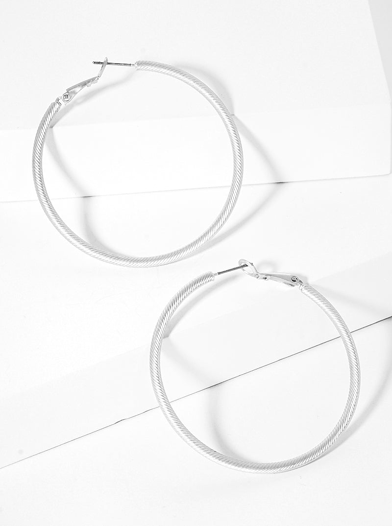50mm Textured Metal Hoop Earrings