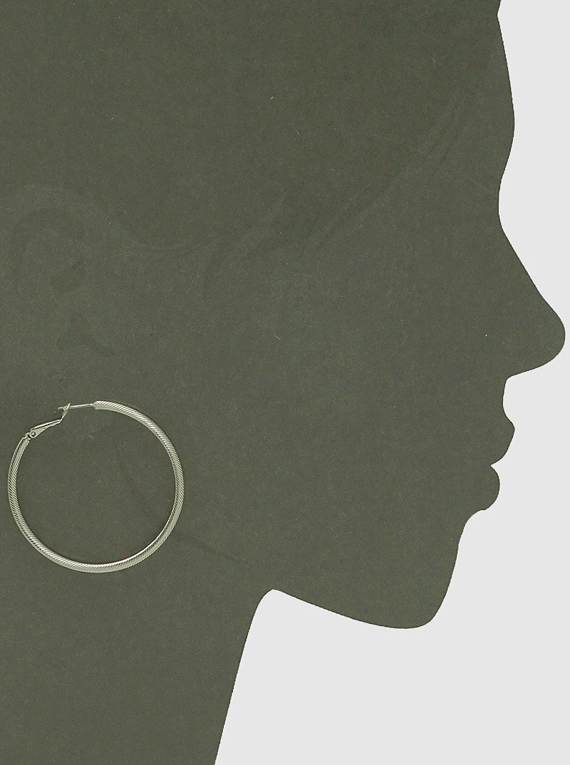 50mm Textured Metal Hoop Earrings