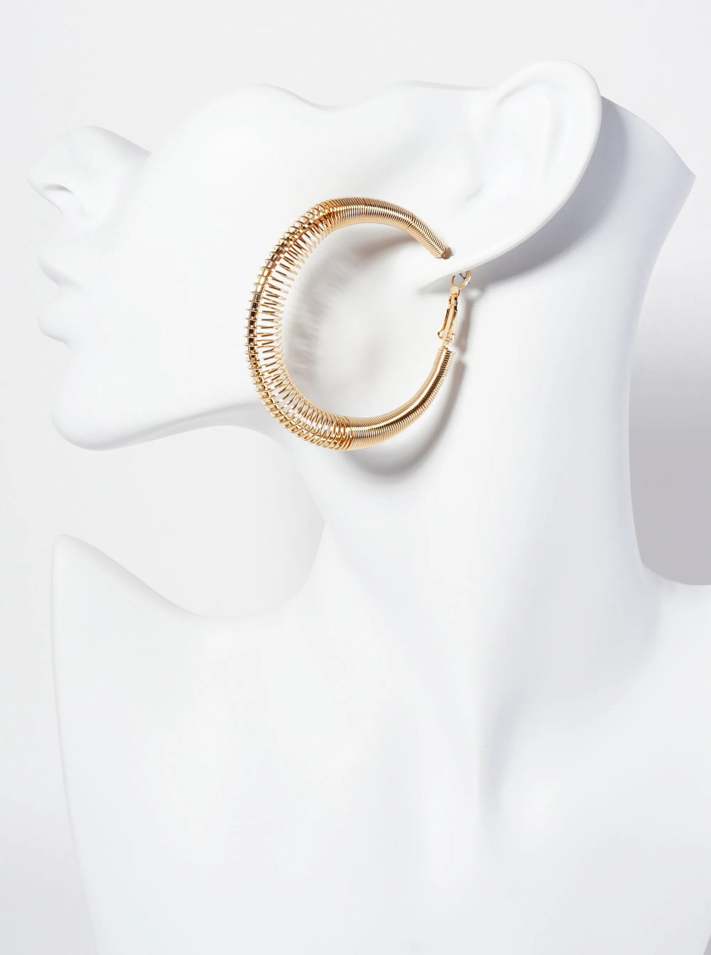 50mm Wire Spiral Tapered Latch-Back Hoop Earrings