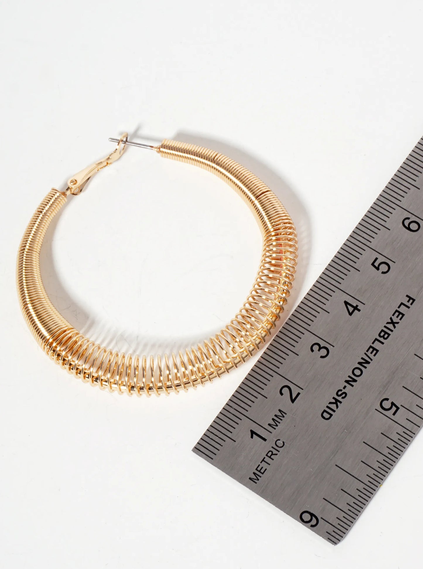 50mm Wire Spiral Tapered Latch-Back Hoop Earrings