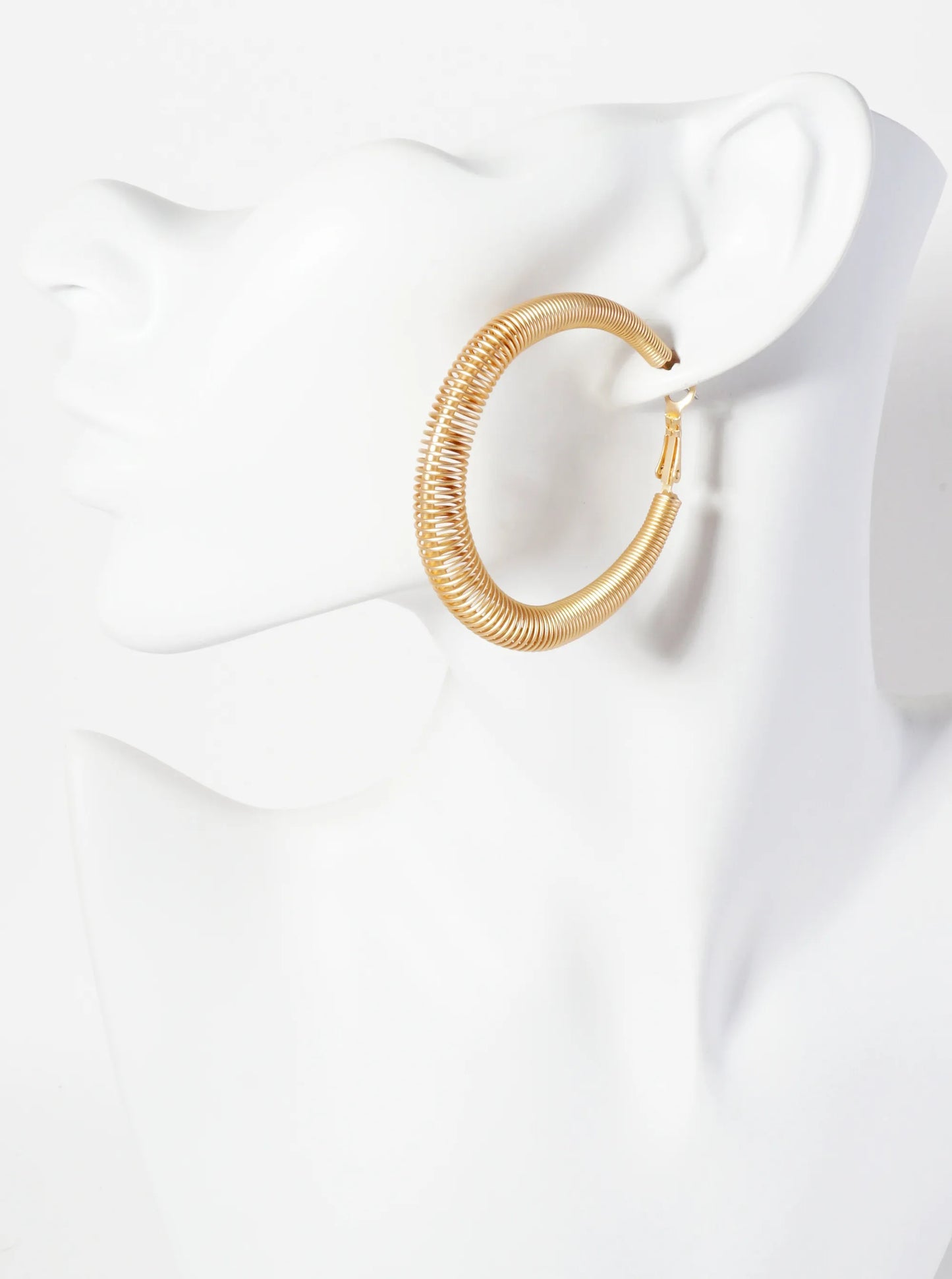 50mm Wire Spiral Tapered Latch-Back Hoop Earrings