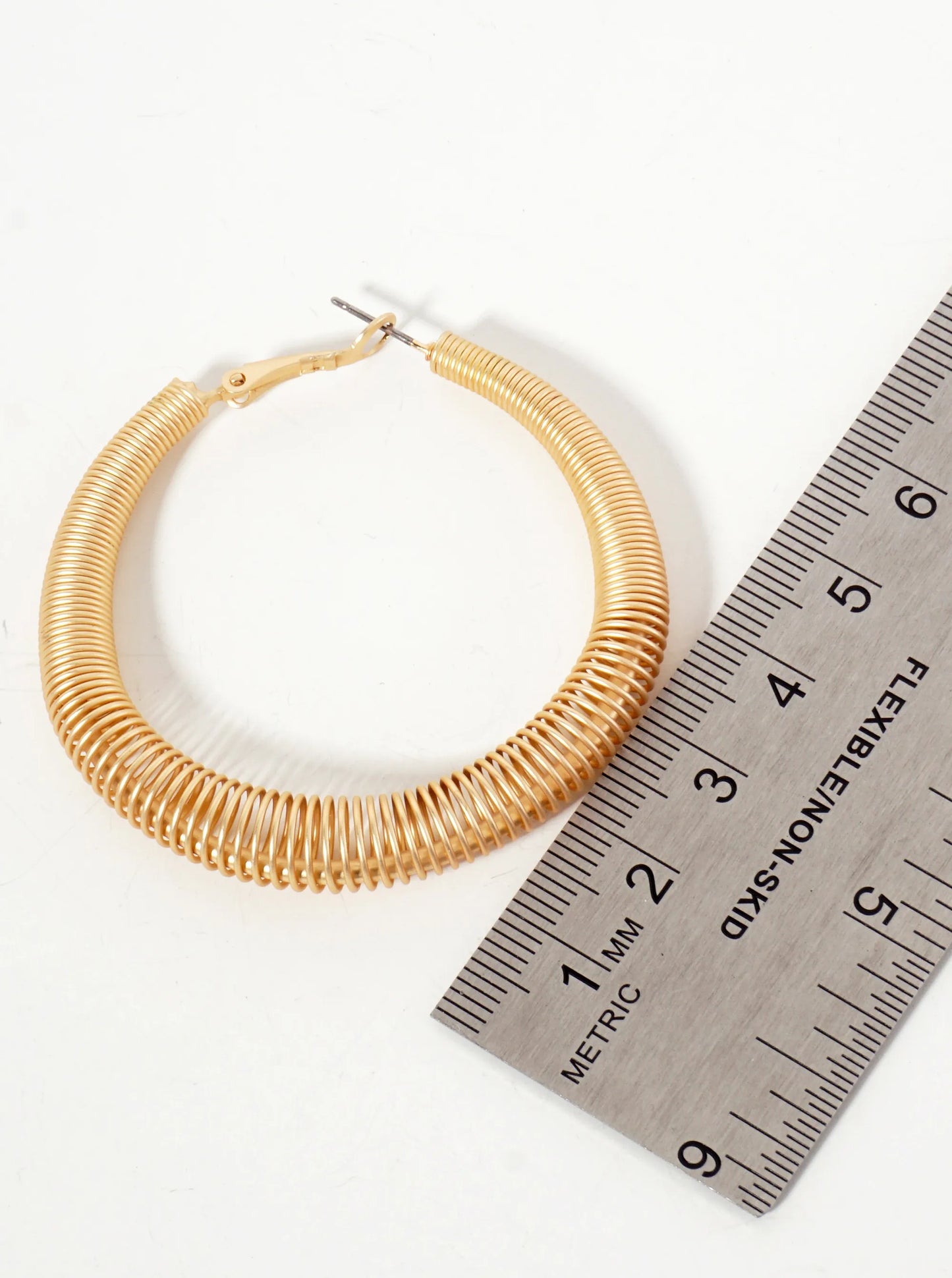 50mm Wire Spiral Tapered Latch-Back Hoop Earrings