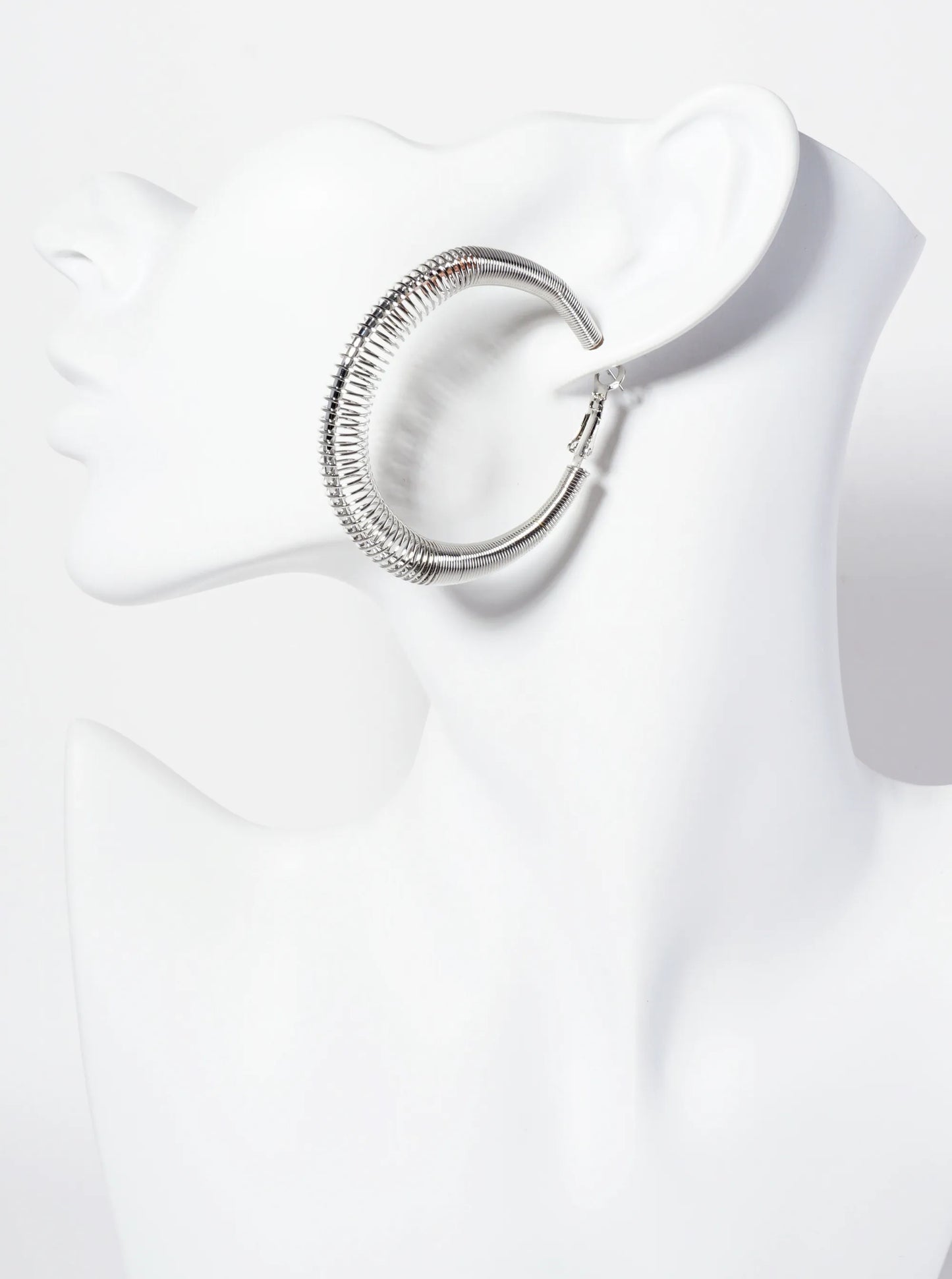 50mm Wire Spiral Tapered Latch-Back Hoop Earrings