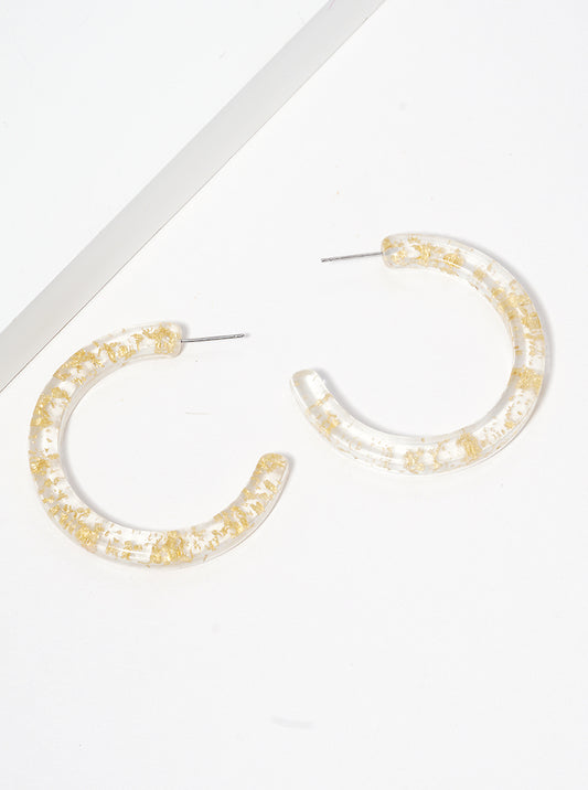 50mm Gold Flake Resin Hoop Earrings