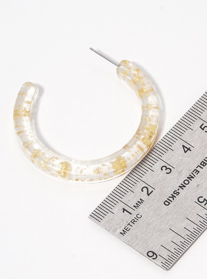 50mm Gold Flake Resin Hoop Earrings