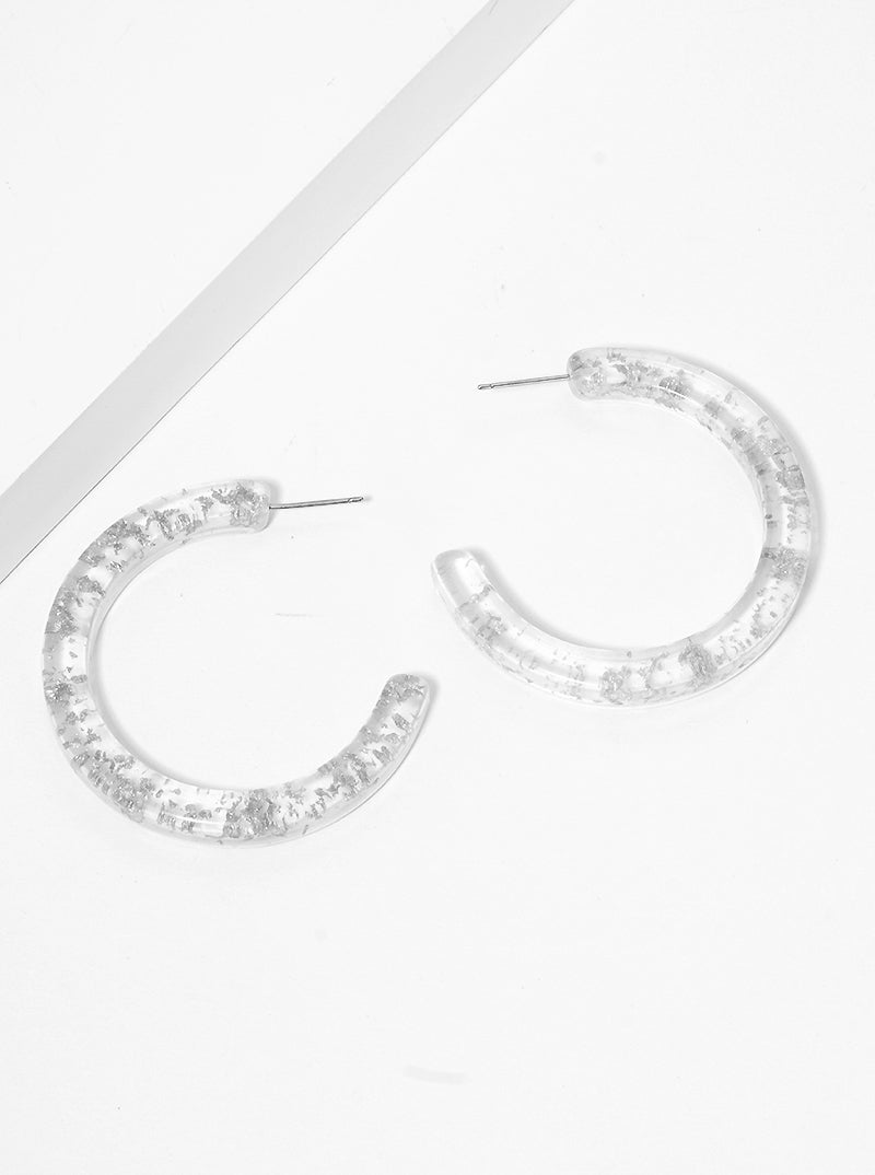 50mm Gold Flake Resin Hoop Earrings