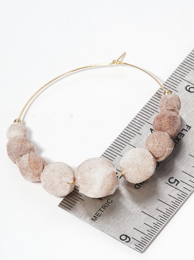 50mm Graduated Fabric Wrapped Bead Wire Hoop Earrings