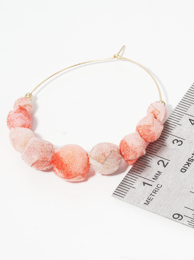 50mm Graduated Fabric Wrapped Bead Wire Hoop Earrings