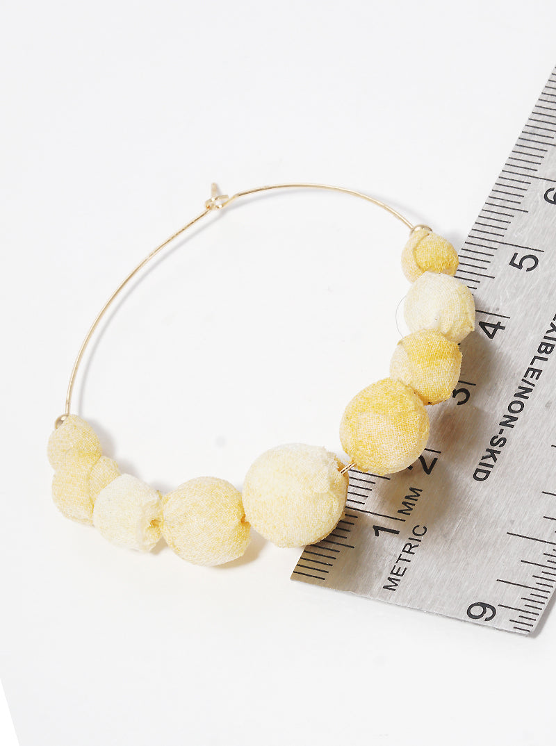 50mm Graduated Fabric Wrapped Bead Wire Hoop Earrings