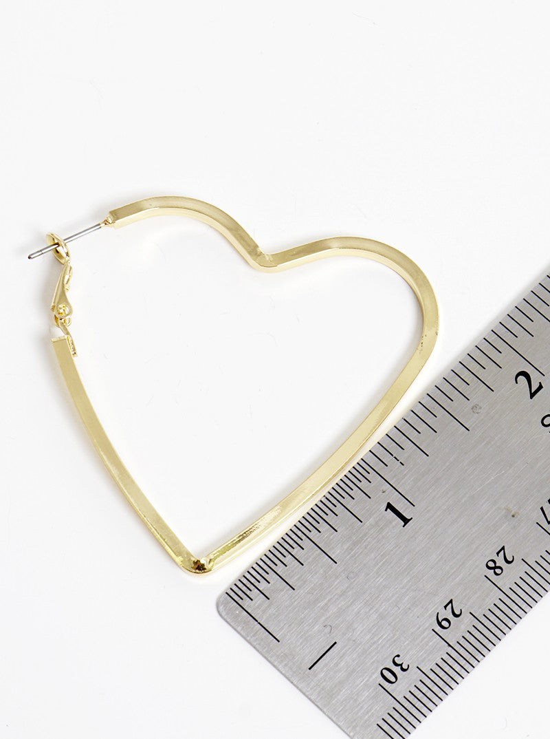 50mm Heart Shape Brass Hoop Earrings