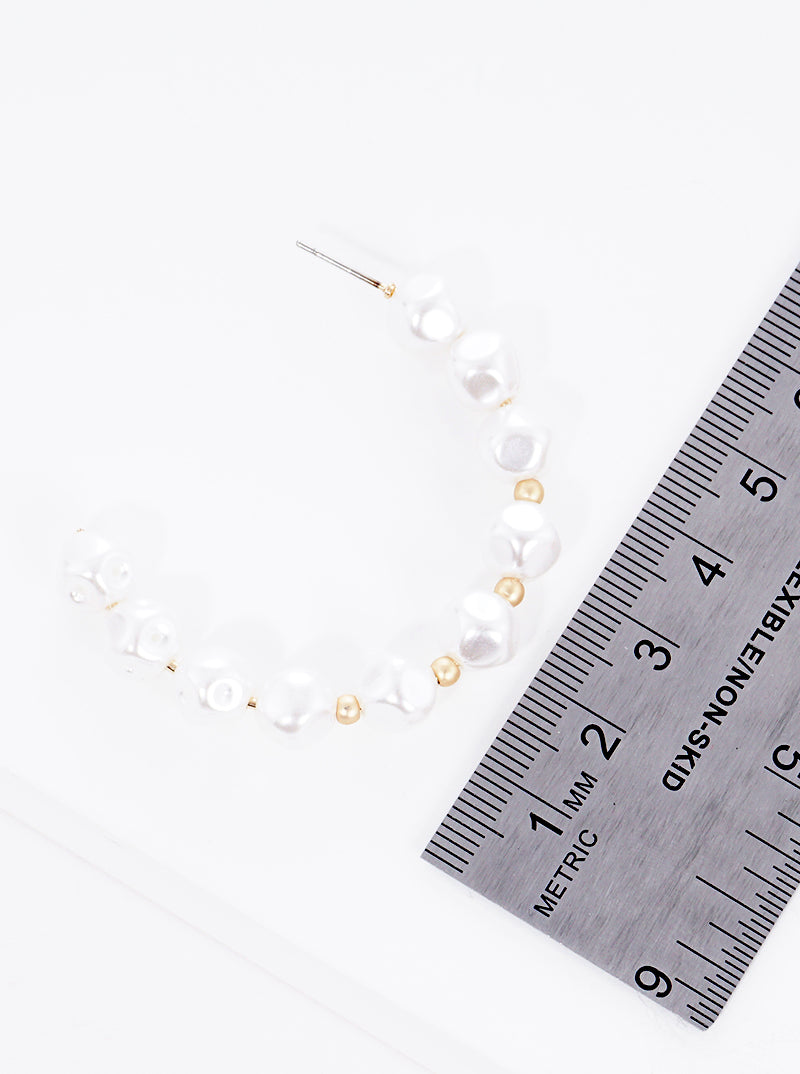 50mm Irregular Shaped Acrylic Pearl Open Hoop Earrings