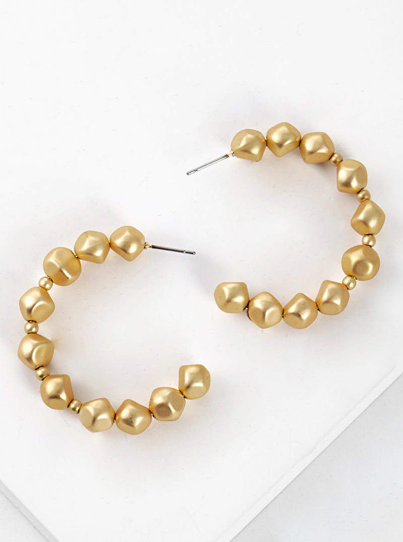 50mm Irregular Shaped Acrylic Pearl Open Hoop Earrings