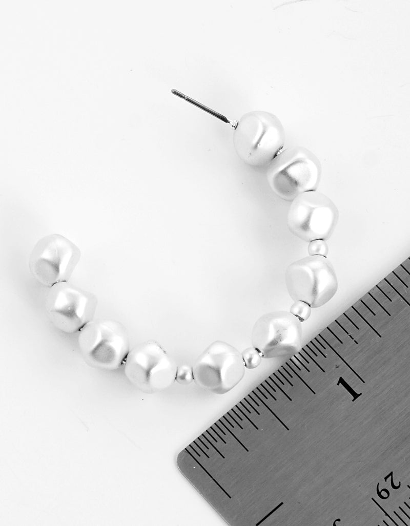 50mm Irregular Shaped Acrylic Pearl Open Hoop Earrings