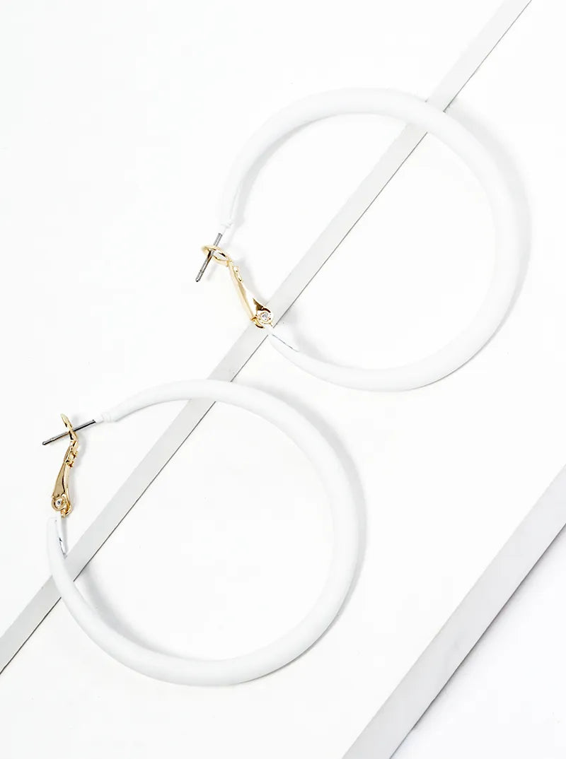 50mm Matte Color Coated Metal Hinged Back Hoop Earrings