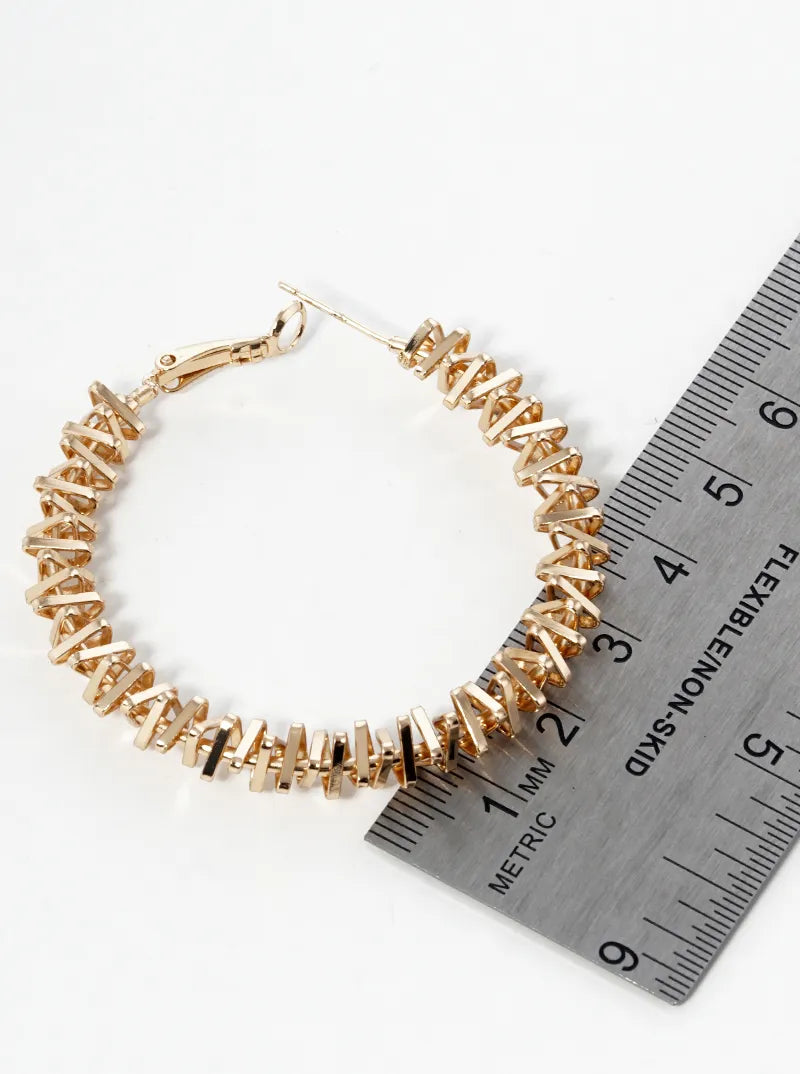 50mm Metallic Beaded Omega-Back Hoop Earrings