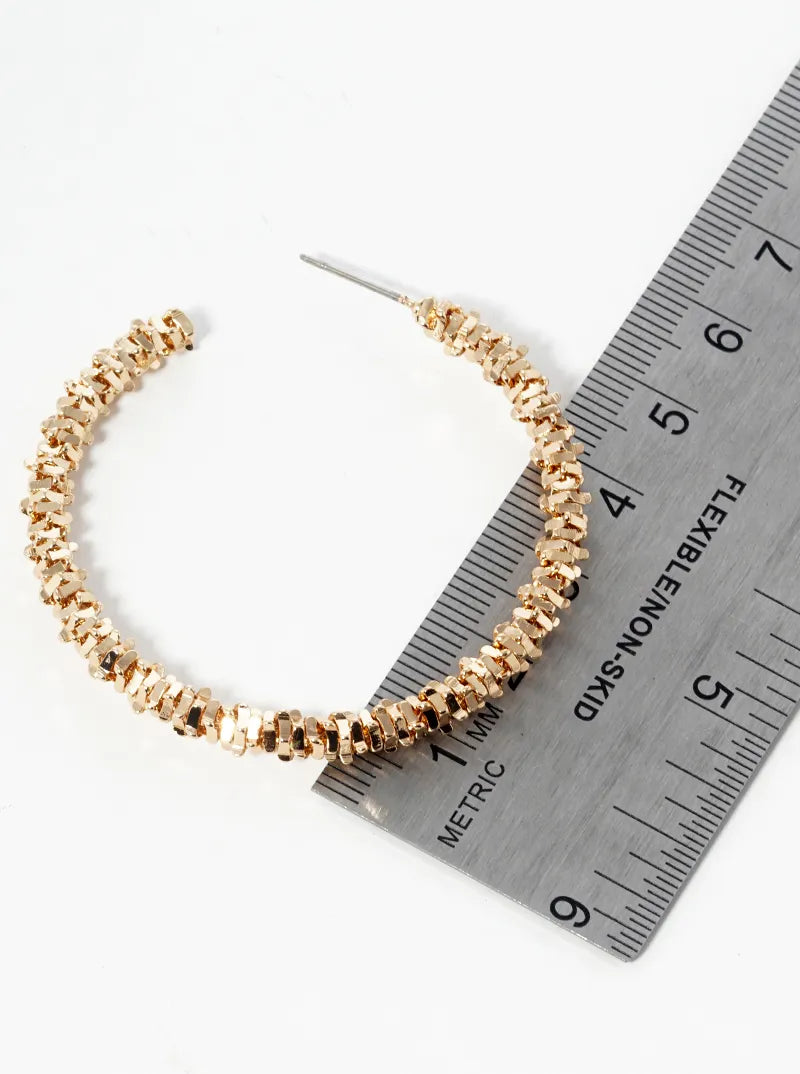 50mm Metallic Beaded Open Hoop Earrings