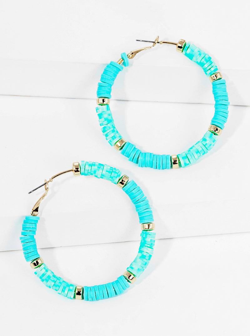 50mm Polymer Clay Beaded Hoop Earrings