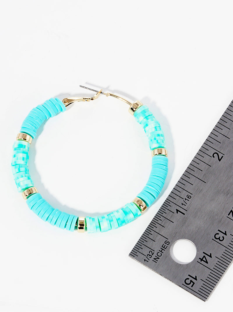 50mm Polymer Clay Beaded Hoop Earrings