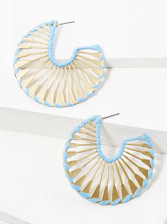 50mm Raffia Wrapped Open Hoop Earrings