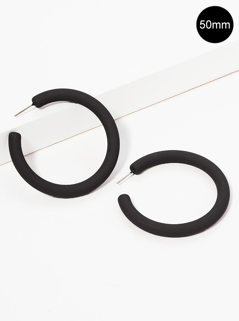 50mm Rubber Coated Resin Hollow Open Hoop Earrings