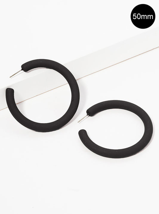 50mm Rubber Coated Resin Hollow Open Hoop Earrings
