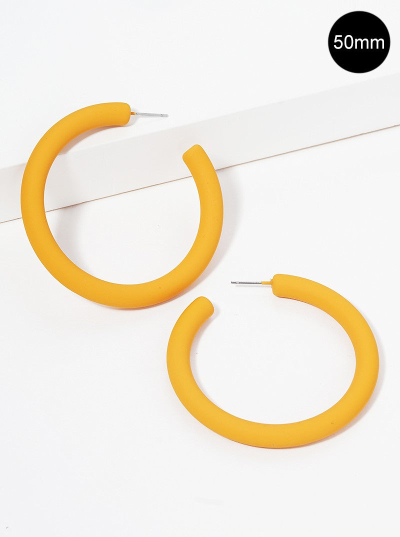 50mm Rubber Coated Resin Hollow Open Hoop Earrings