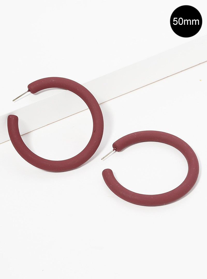 50mm Rubber Coated Resin Hollow Open Hoop Earrings